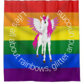 Wing Unicorn Party Regenbogen Duschvorhang (Vorderseite)