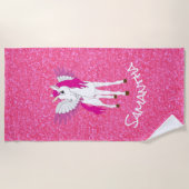 Wing Unicorn Party Regenbogen Rosa Glitzer Strandtuch (Vorderseite)