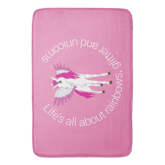 Wing Unicorn Party Rosa Duschvorhang Badematte (Vorderseite Vertikal)