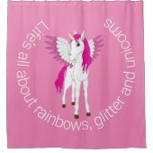 Wing Unicorn Party Rosa Thema Duschvorhang (Vorderseite)