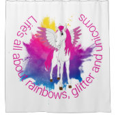 Wing Unicorn Party Wasserfarbe Thema Duschvorhang (Vorderseite)