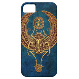 Winged ägyptischer Scarabäus-Käfer mit Ankh - Blau Case-Mate iPhone Hülle
