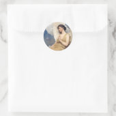 Winged angel figure sleeping dreaming on clouds runder aufkleber (Tasche)