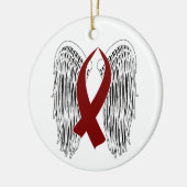 Winged Awareness Ribbon (Burgund) Keramik Ornament (Links)
