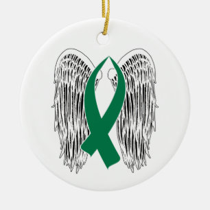 Winged Awareness Ribbon (grün) Keramik Ornament