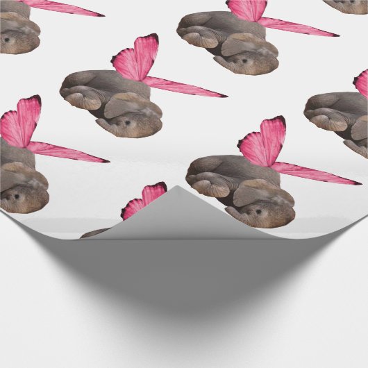 Winged Baby Elephant Wrapping Paper Geschenkpapier (Ecke)