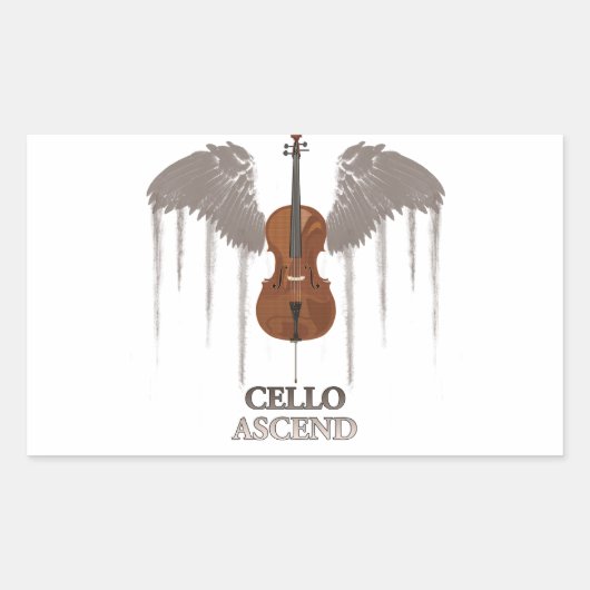 Winged Cello Ascend Design Rechteckiger Aufkleber (Vorderseite)