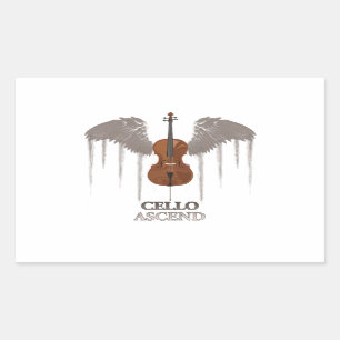Winged Cello steigen Entwurf auf Rechteckiger Aufkleber