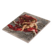 WINGED CHERUB AUF WINTERBAUM MIT BIRTEN Weihnachte Fliese (Seite)