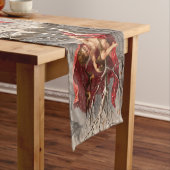 WINGED CHERUB AUF WINTERBAUM MIT BIRTEN Weihnachte Kurzer Tischläufer (Beispiel)