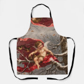 WINGED CHERUB AUF WINTERBAUM MIT BIRTEN Weihnachte Schürze (Vorderseite)