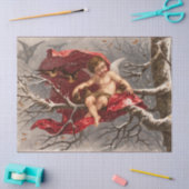 WINGED CHERUB AUF WINTERBAUM MIT BIRTEN Weihnachte Seidenpapier (Basteln)