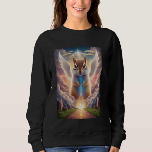 Winged Chipmunk Fantasy Art mit Celestial Backdro Sweatshirt (Vorderseite)