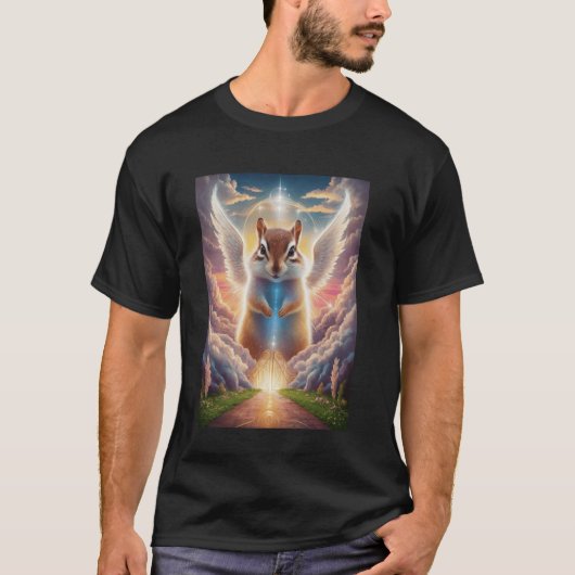 Winged Chipmunk Fantasy Art mit Celestial Backdro T-Shirt (Vorderseite)
