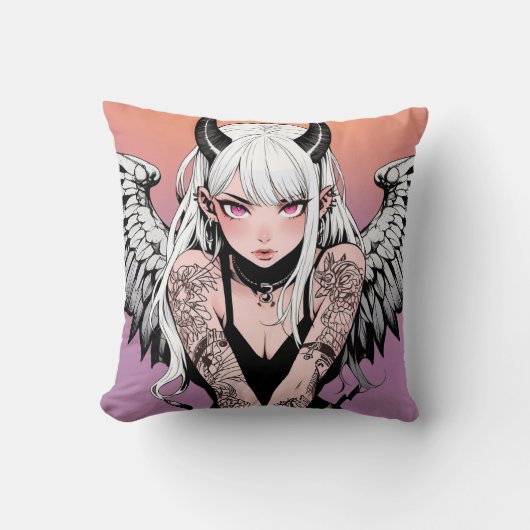 Winged Devil Anime Girl Kissen (Vorderseite)