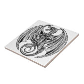 Winged Drache-Holzschnitt Fliese (Seite)