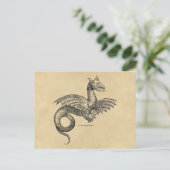 Winged Dragon Sepia Postcard Postkarte (Stehend Vorderseite)