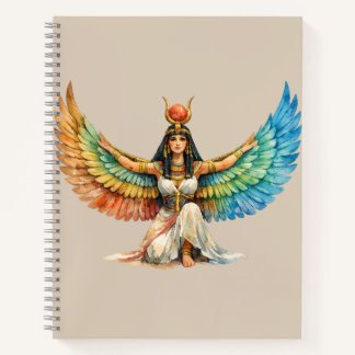 Winged Egyptian Goddess Mythology Inspired Design Notizblock