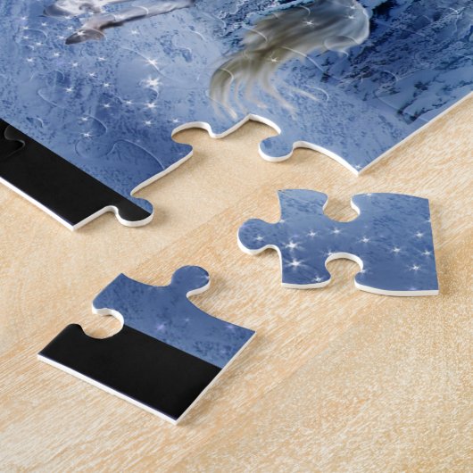 Winged Einhorn-Pegasus-Mond-Pferdeschnee Puzzle (Seite)