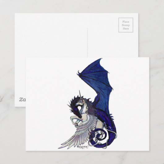WINGED Einhorn und Drache Postkarte (Vorne/Hinten)