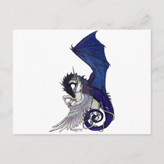 WINGED Einhorn und Drache Postkarte (Vorderseite)