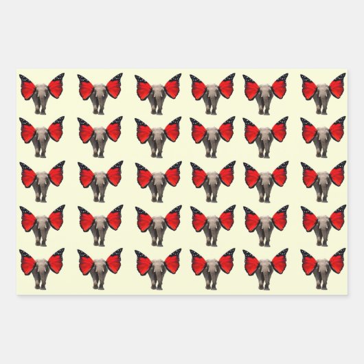 Winged Elephants Wrapping Paper Geschenkpapier Set (Vorderseite 2)