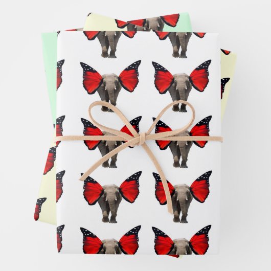 Winged Elephants Wrapping Paper Geschenkpapier Set (Beispiel)