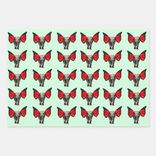 Winged Elephants Wrapping Paper Geschenkpapier Set (Vorderseite 3)