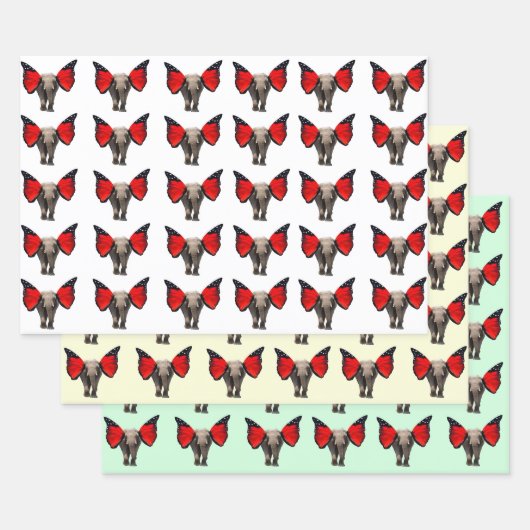 Winged Elephants Wrapping Paper Geschenkpapier Set (Set)