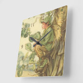 Winged Elm Fairy Sitting in a Tree Quadratische Wanduhr (Winkel)
