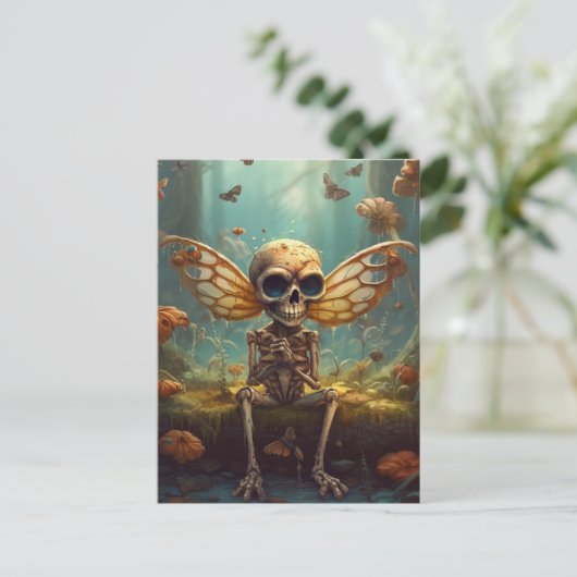 Winged Fairy Skeleton Postkarte (Stehend Vorderseite)