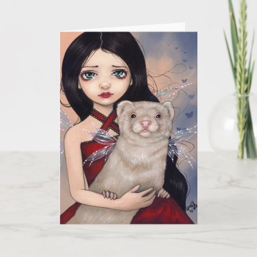 "Winged Frettchen-" Gruß-Karte Karte (Vorderseite)