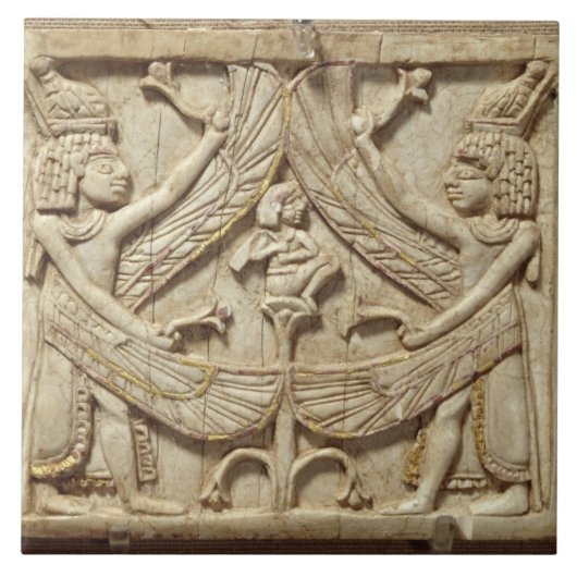 Winged Genies, Assyrian Zeitraum, c.750 BC Fliese (Vorderseite)
