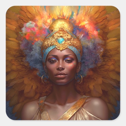 Winged Goddess Fantasy Art Quadratischer Aufkleber (Vorderseite)
