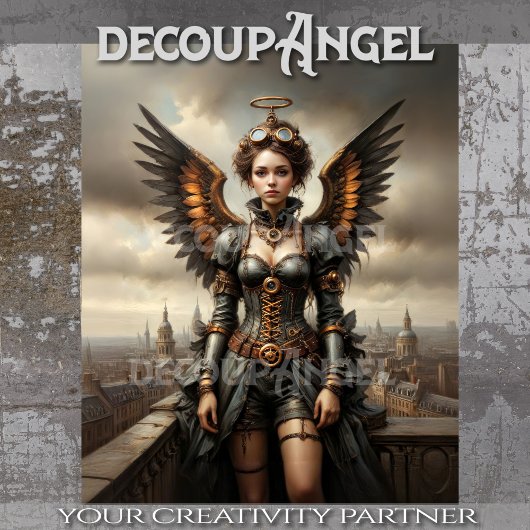 Winged Guardian Woman Decoupage Seidenpapier