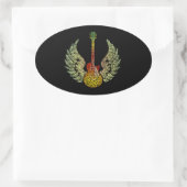 WInged Guitar Words Ovaler Aufkleber (Tasche)