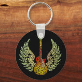 WInged Guitar Words Schlüsselanhänger (Vorderseite)