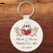 Winged Heart Custom Wedding Key Chain Schlüsselanhänger (Vorderseite)