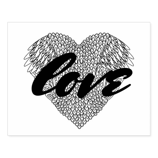 Winged Heart Doodle Gummistempel (Prägung)