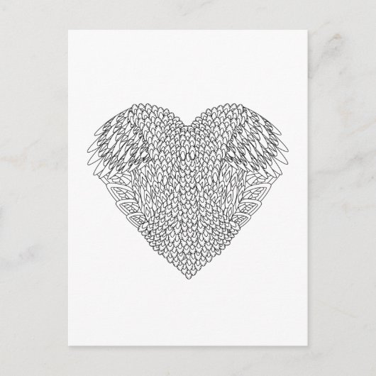 Winged Heart Doodle Postkarte (Vorderseite)