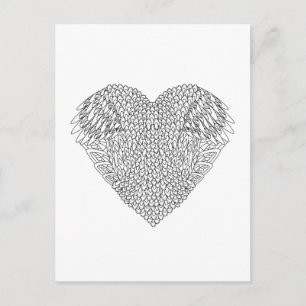 Winged Heart Doodle Postkarte