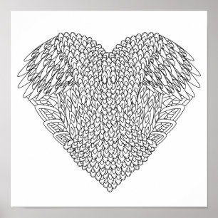 Winged Herz-Gekritzel 2 Poster