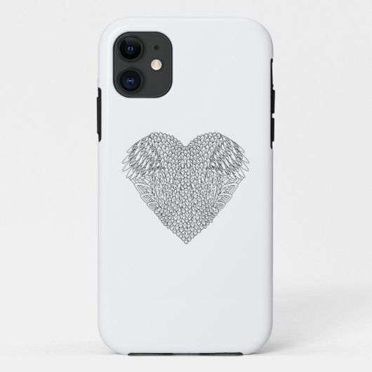 Winged Herz-Gekritzel Case-Mate iPhone Hülle (Rückseite)