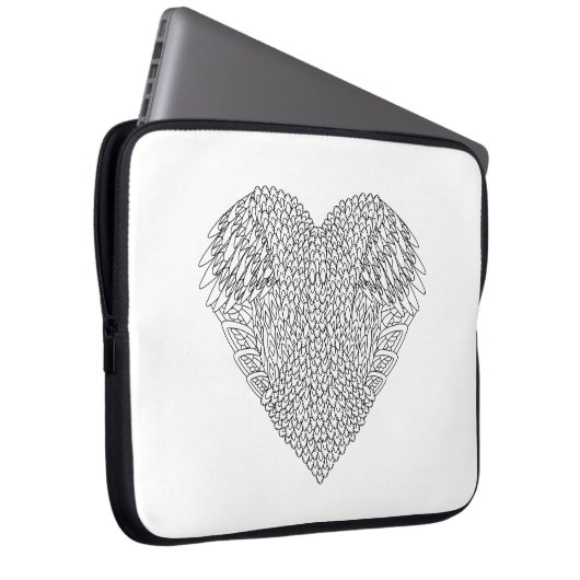 Winged Herz-Gekritzel Laptopschutzhülle (Vorne Rechts)