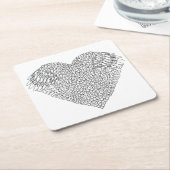 Winged Herz-Gekritzel Rechteckiger Pappuntersetzer (angewinkelt)
