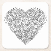 Winged Herz-Gekritzel Rechteckiger Pappuntersetzer (Vorderseite)