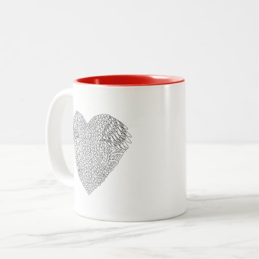 Winged Herz-Gekritzel Zweifarbige Tasse (Vorderseite Links)