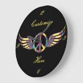 Winged Hippie-Friedenssymbol Thunder_Cove Große Wanduhr (Winkel)