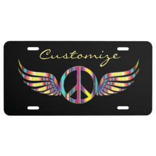 Winged Hippie-Friedenssymbol Thunder_Cove US Nummernschild