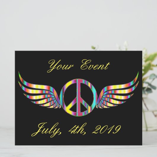 Winged Hippie Peace Symbol Thunder_Cove (Stehend Vorderseite)